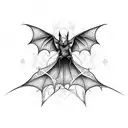 A mystical book with intricate crochet patterns on the cover, surrounded by gothic elements like bats and roses tattoo design idea