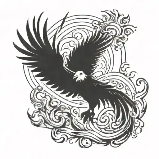 Phoenix rising from ashes tattoo design idea