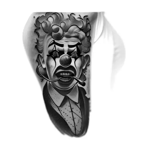 a clown holding a gun tattoo design idea