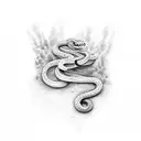 snake bitting tattoo design idea