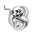 skull snake bitting tattoo design idea