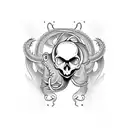 skull snake bitting tattoo design idea