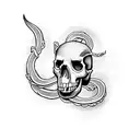 skull snake bitting tattoo design idea