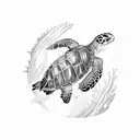 swimming sea turtle tattoo design idea