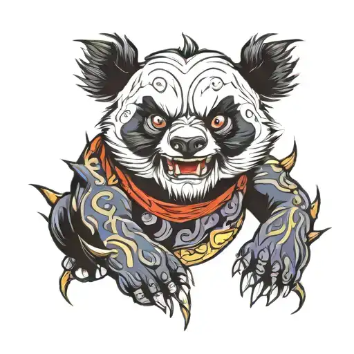 angry panda tattoo design idea