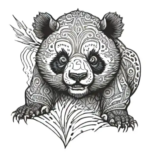 angry panda tattoo design idea
