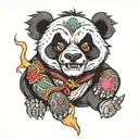 angry panda tattoo design idea