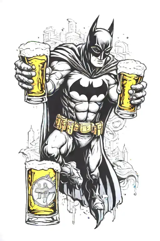 beer and Batman  tattoo design idea
