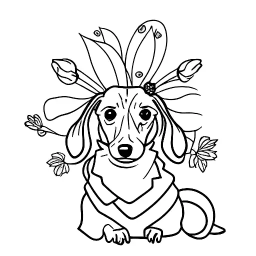 spring dachshund tattoo design idea