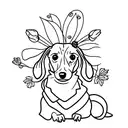 spring dachshund tattoo design idea