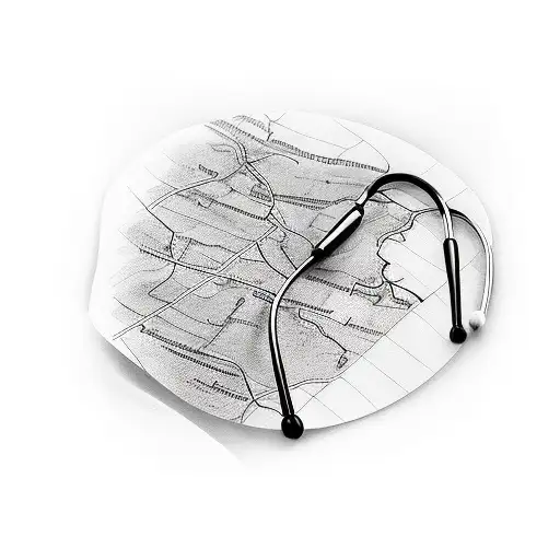 Campass with Map and Stethoscope outdoor related tattoo design idea