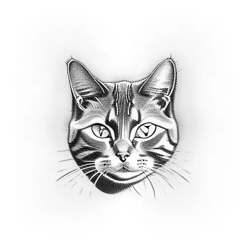 A cat with Metallica's logo as its eyes tattoo design idea