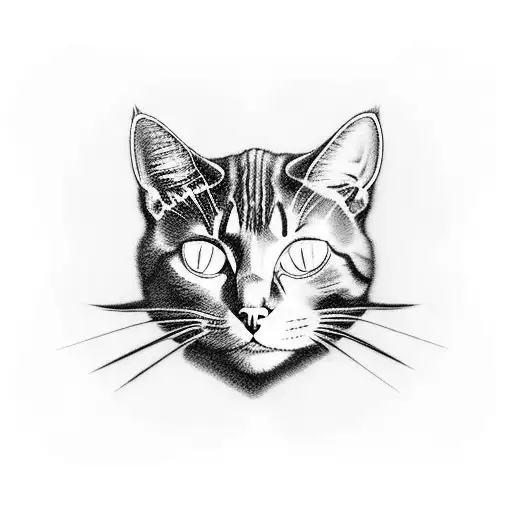 A cat with Metallica's logo as its eyes tattoo design idea