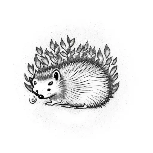 a minimalist hedgehog drawn from the letter P tattoo design idea