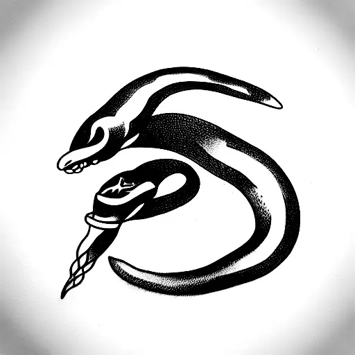 cuchillo chef con una serpiente envolviéndolo  tattoo design idea