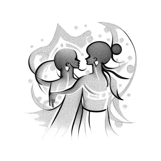 Couple dancing tattoo design idea