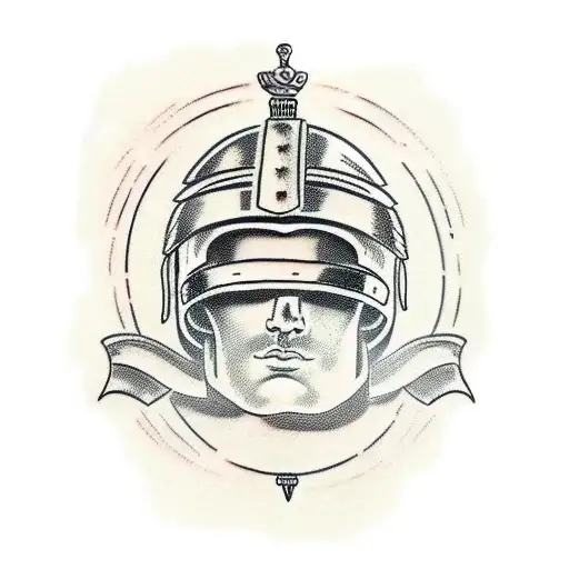Roman gladiator helmet tattoo design idea