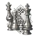 A geometric pattern inspired by chess pieces with a hidden letter element tattoo design idea