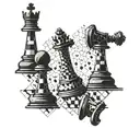 A geometric pattern inspired by chess pieces with a hidden letter element tattoo design idea