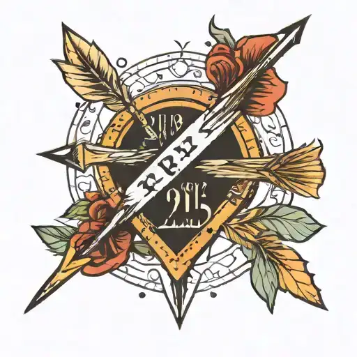 arrow with Roman numerals of 1955 and 2023 tattoo design idea