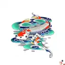 Koi Fish pond japanese garden mountaintop  tattoo design idea