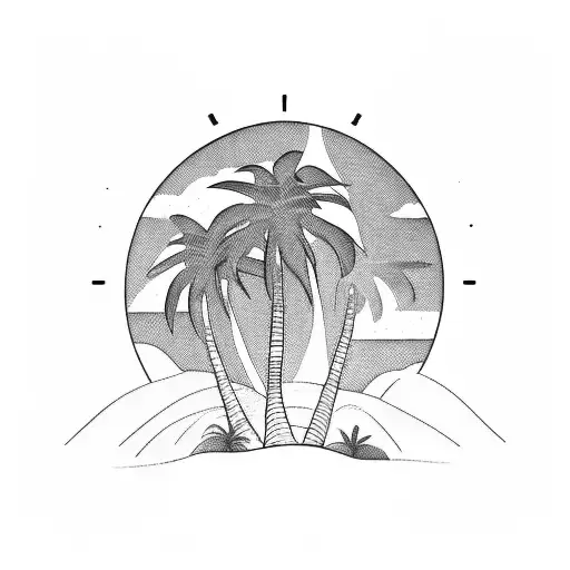 Word "Outlaw" with palm trees tattoo design idea