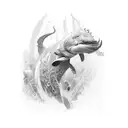 delfin leon tattoo design idea