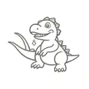 small sitting dinosaur who is a stuffed animal with a heart shape button on his belly  tattoo design idea