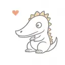 small sitting dinosaur who is a stuffed animal with a heart shape button on his belly  tattoo design idea