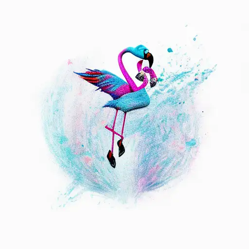 witch riding a flamingo  tattoo design idea