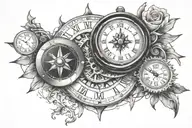 compass and clock face tattoo design idea