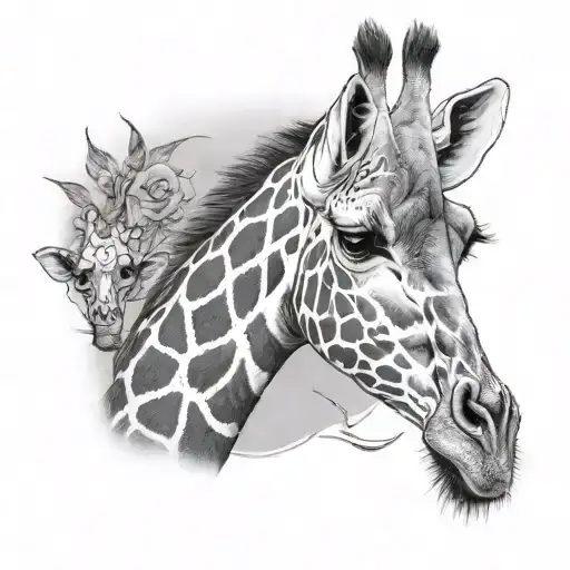 stoner giraffe playing tattoo design idea