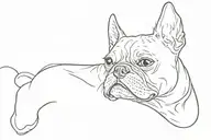 Outline of boston terrier ears with Jay written in cursive under it  tattoo design idea