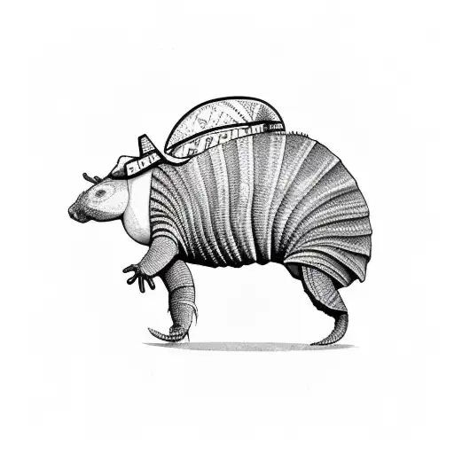armadillo with cowboy hat riding a bottle of shiner beer tattoo design idea