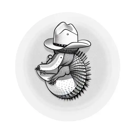 armadillo with cowboy hat riding a bottle of shiner beer tattoo design idea