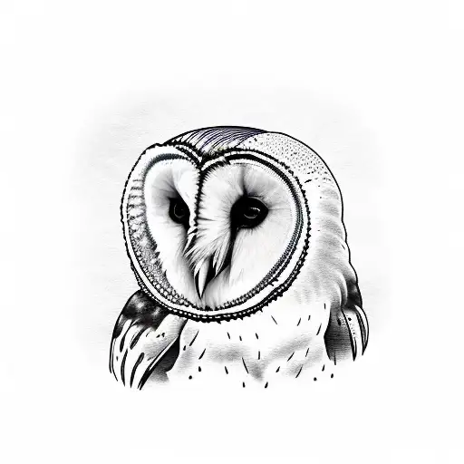 barn owl with ears wings tattoo design idea
