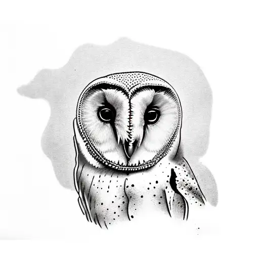 a barn owl in its paws holds  keys, in flight tattoo design idea