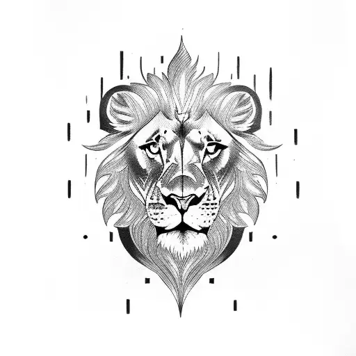 Lion Face Png - Lion Tattoo Silhouette, Transparent Png - kindpng