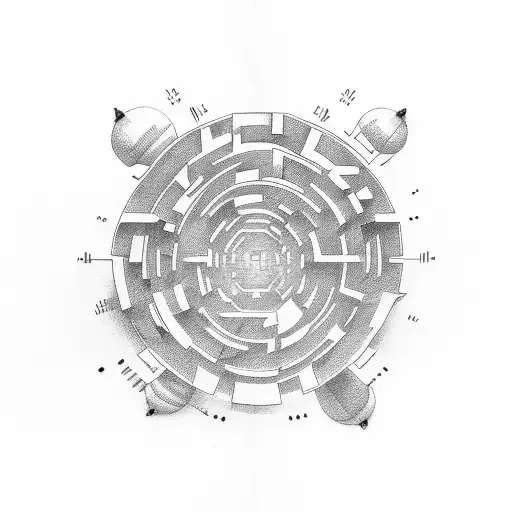 A pair of eyes surrounded by a maze of hustle and bustle tattoo design idea