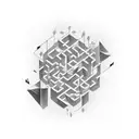 A pair of eyes surrounded by a maze of hustle and bustle tattoo design idea