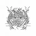 A pair of eyes surrounded by a maze of hustle and bustle tattoo design idea