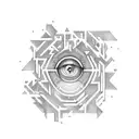 A pair of eyes surrounded by a maze of hustle and bustle tattoo design idea