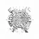 A pair of eyes surrounded by a maze of hustle and bustle tattoo design idea