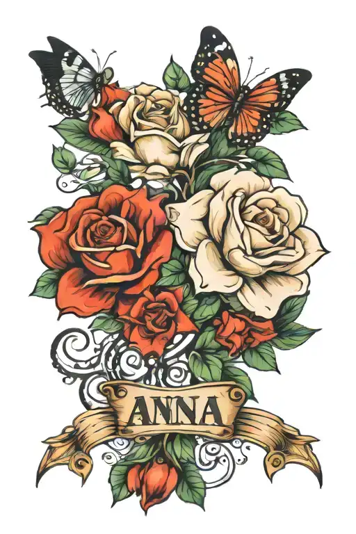 Name Anna tattoo design idea