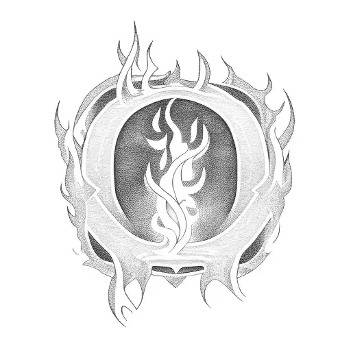 Flaming sword engulfed in smoke tattoo design idea