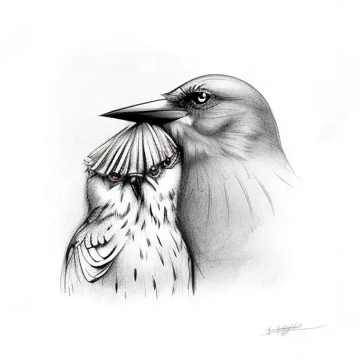 The mockingbird & The crow by hardy tattoo design idea