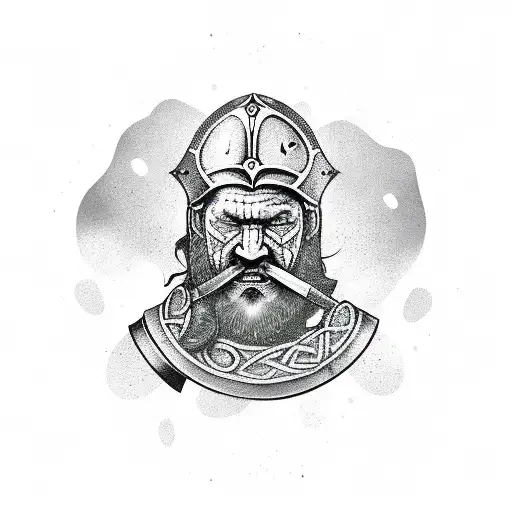 stoned viking warrior tattoo design idea