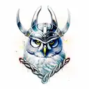 viking with owl helmet tattoo design idea