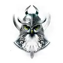 viking with owl helmet tattoo design idea