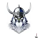 viking with owl helmet tattoo design idea